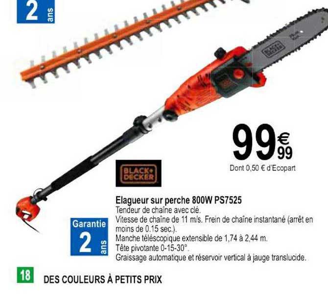 Elageur Sur Perche 800w Ps7525 Black+decker