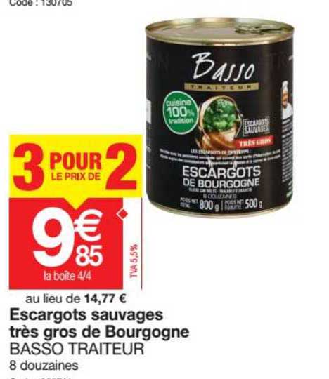 escargots sauvages très gros de bourgogne basso traiteur