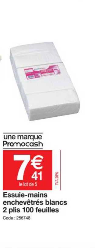 essuie mains echevêtrés blancs 2 plis 100 feuilles