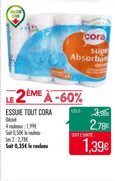 essuie tout cora le 2ème à -60%