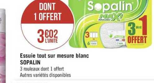 essuie tout sur mesure blanc sopalain dont 1 offert