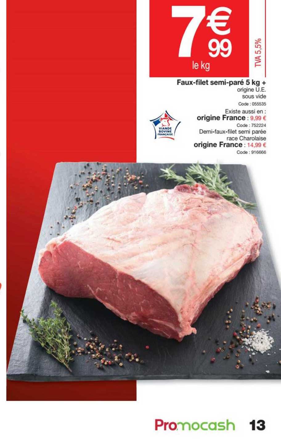 faux filet semi paré 5 kg origine france