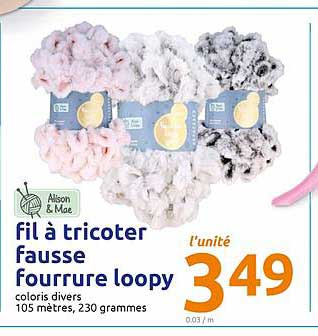 fil à tricoter fausse fourrure loopy alison & mae