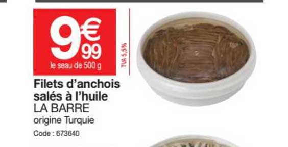 filets d'anchois salés à l'huile la barre