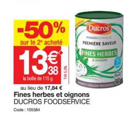 fines herbes et oignons ducros foodservice 50% sur le 2e acheté