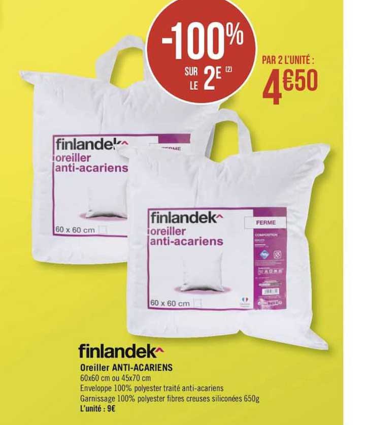 finlandek oreiller anti acariens -100% sur le 2e