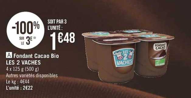 Fondant Cacao Bio Les 2 Vaches -100% Sur Le 3e