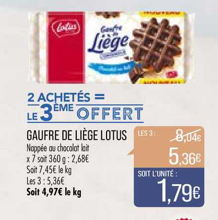 gaufre de liège lotus 2 achetés = le 3ème offert
