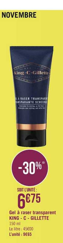 gel à raser transparent king c gillette