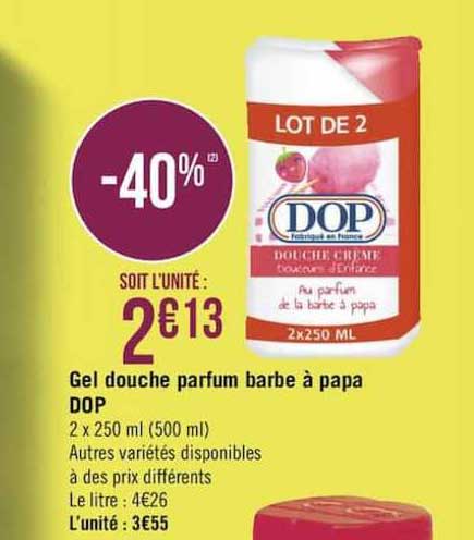 gel douche parfum barbe à papa dop