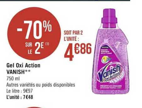 gel oxi action vanish -70% sur le 2è