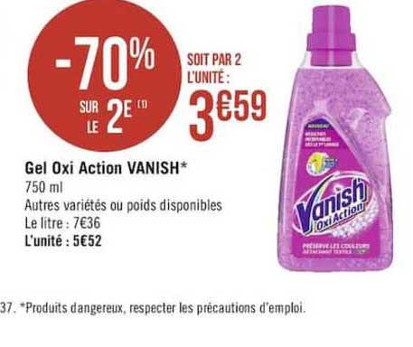 gel oxi action vanish -70% sur le 2è