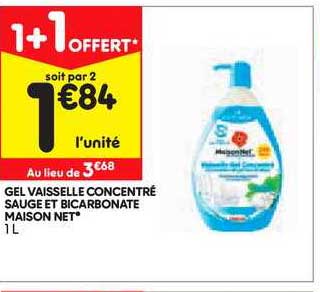 gel vaisselle concentré sauge et bicarbonate maison net 1+1 offert