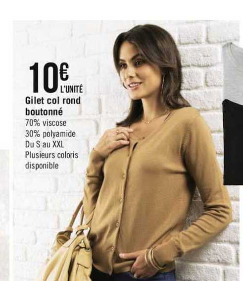 gilet col rond boutonné