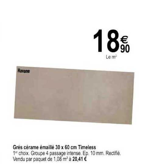 grés cérame émaillé 30 x 60 cm timeless