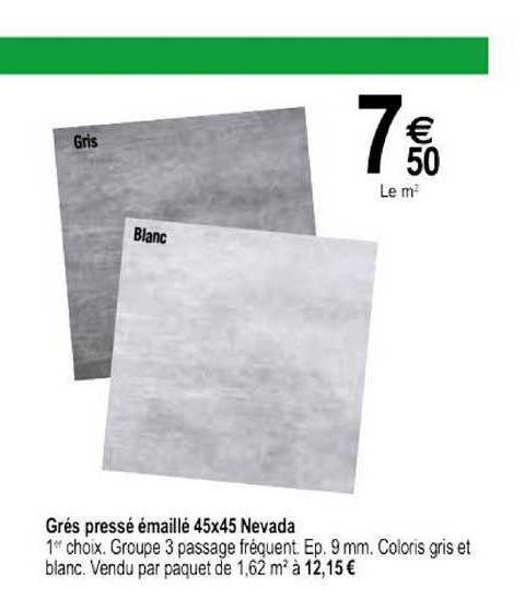 grés pressé émaillé 45x45 nevada