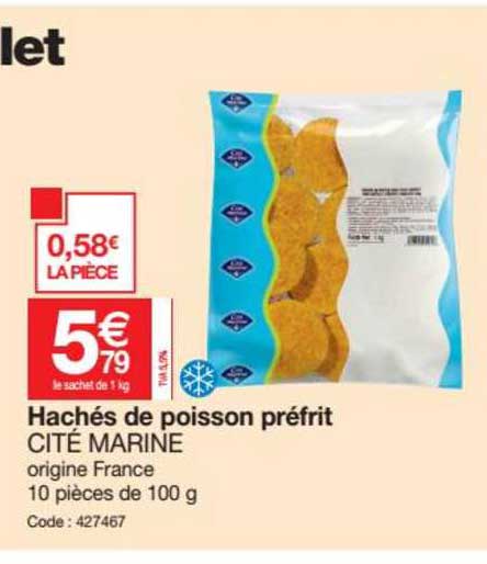hachés de poisson préfrit cité marine