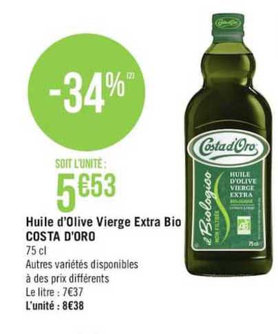 huile d'olive vierge extra bio costa d'oro
