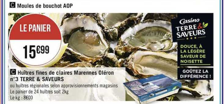 huîtres fines de claires marennes oléron n°3 terres & saveurs
