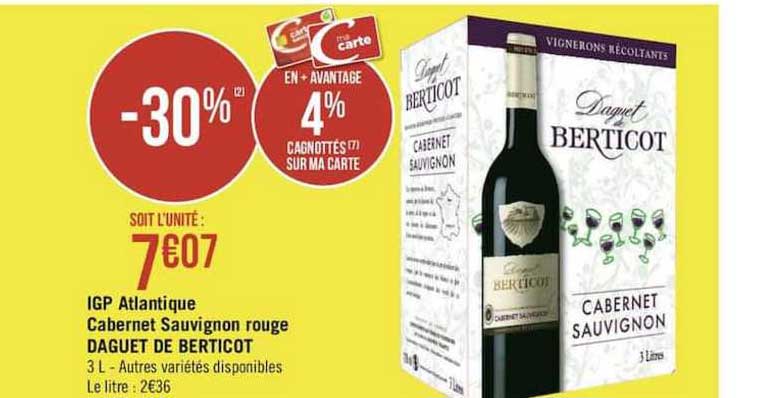 igp atlantique cabernet sauvignon rouge daguet de berticot