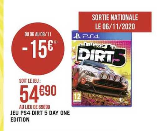 jeu ps4 dirt 5 day one edition
