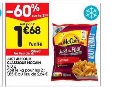 just au four classique mc cain -60% sur le 2e