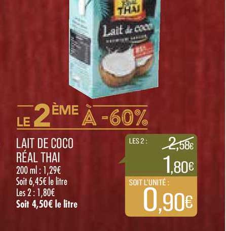 lait de coco réal thai le 2ème à -60%