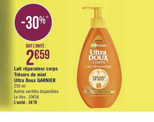 lait réparateur corps trésors de miel ultra doux garnier