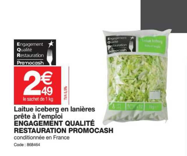 laitue iceberg en lanières prête à l'emploi engagement qualité restauration promocash
