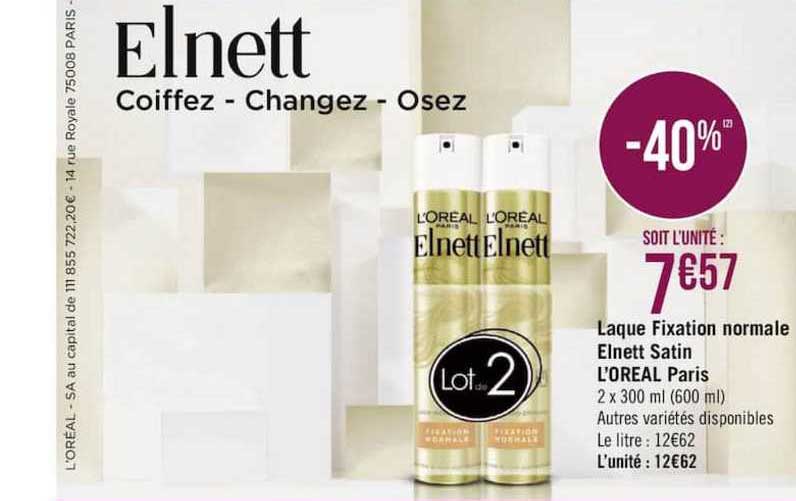 laque fixation normale elnett satin l'oreal paris