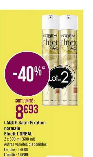 laque satin fixation normale elnett l'oreal
