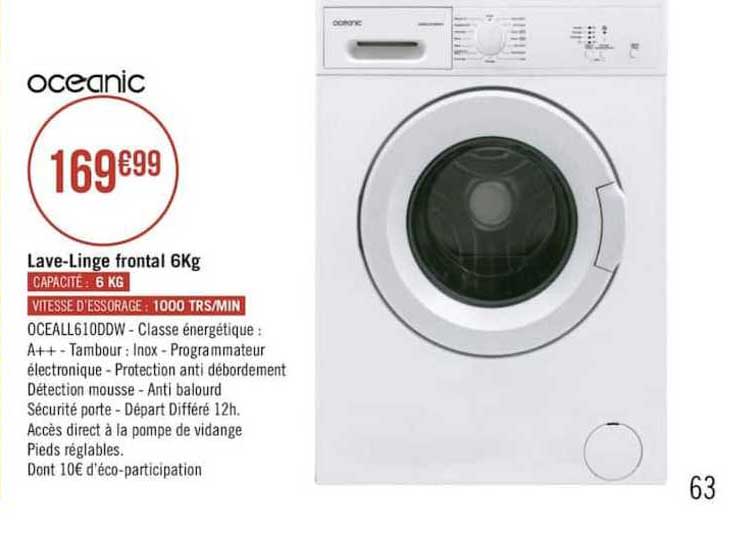 lave linge frontal 6kg oceanic