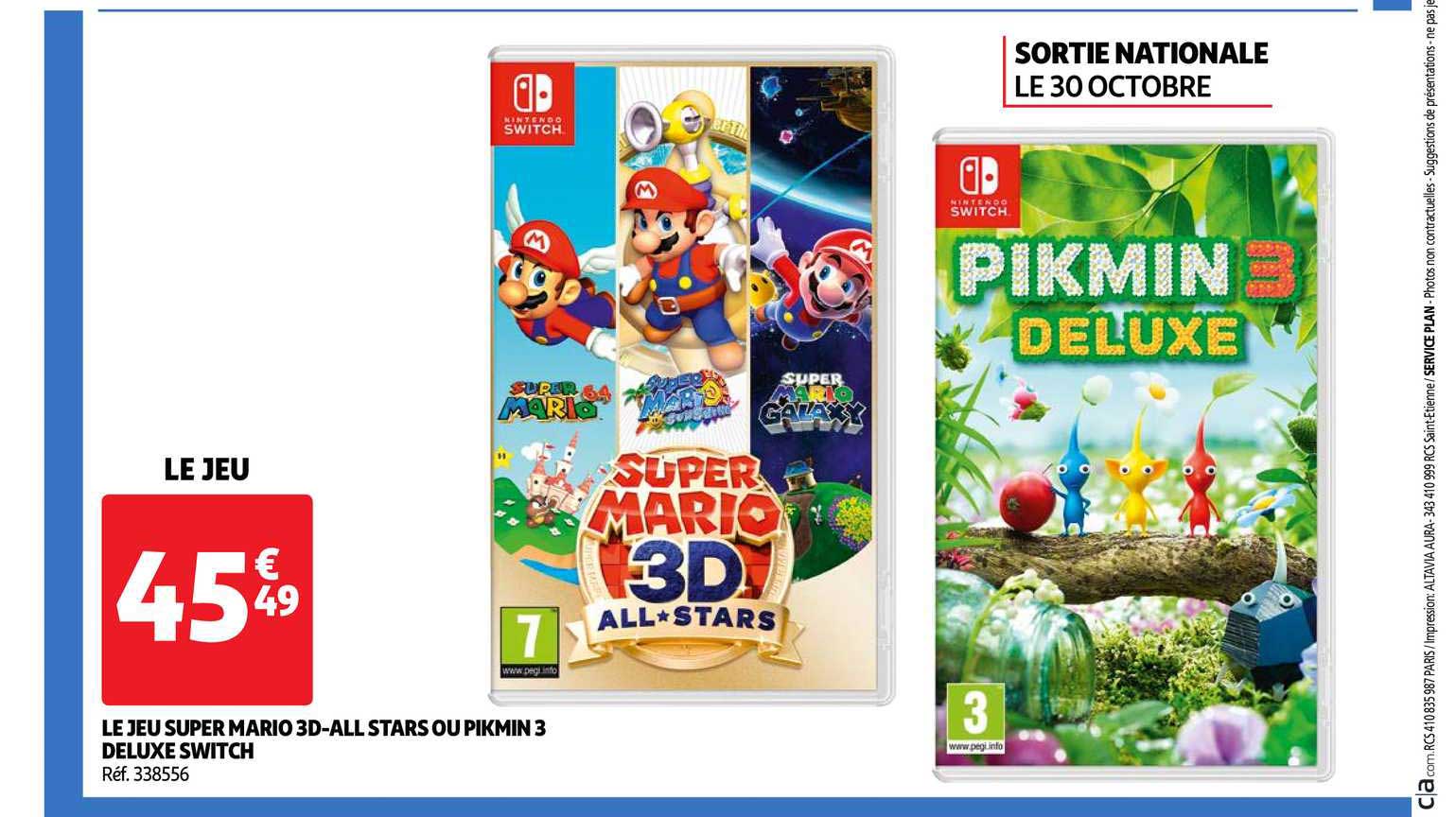 le jeu super mario 3d-all stars ou pikmin 3 delux switch