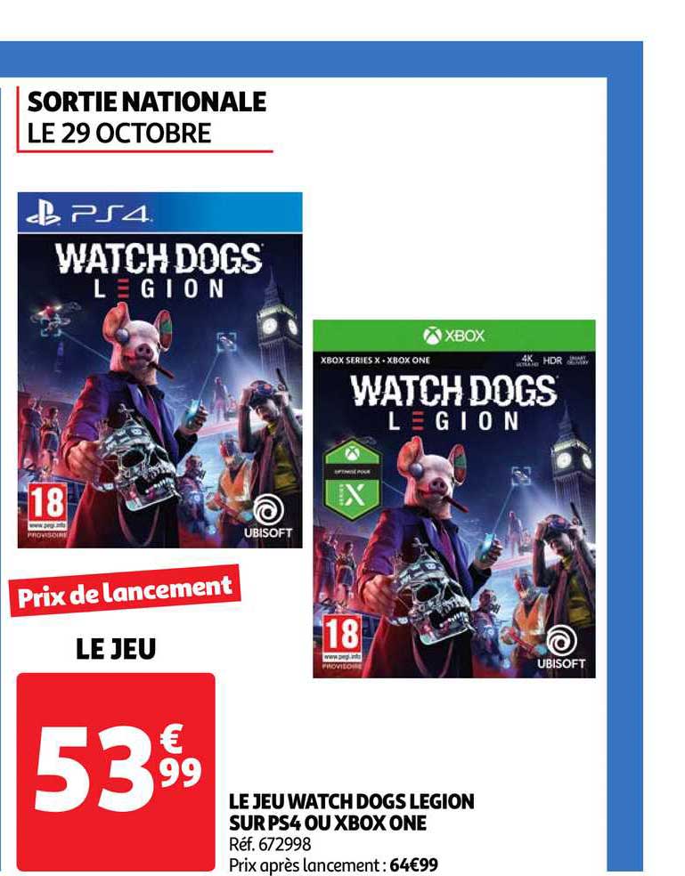 le jeu watch dogs legion sur ps4 ou xbox one