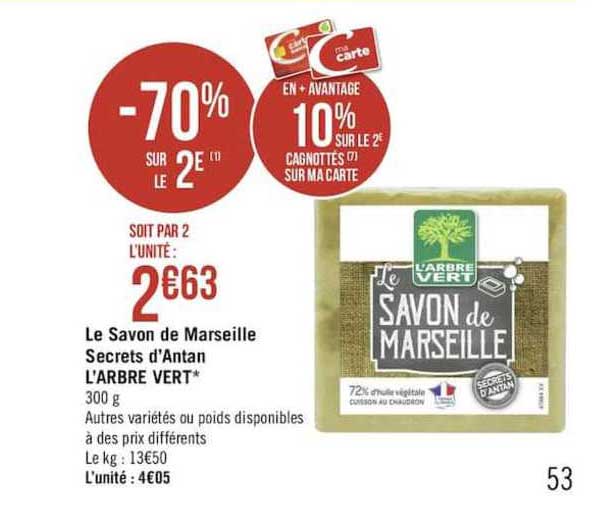 le savon de marseille secrets d'antan l'arbre vert -70% sur le 2è