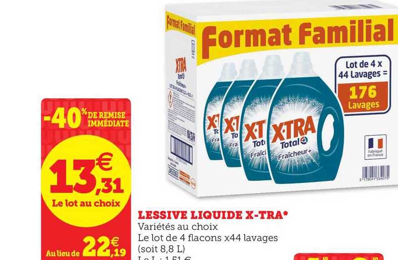 lessive liquide x tra -40% de remise immédiate