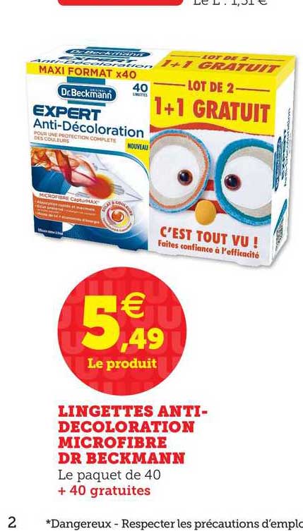 lingettes anti decoloration microfibre dr beckmann