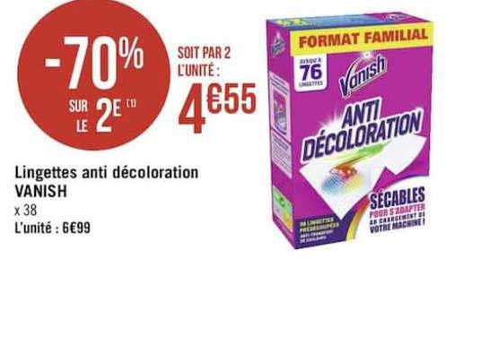 lingettes anti décoloration vanish