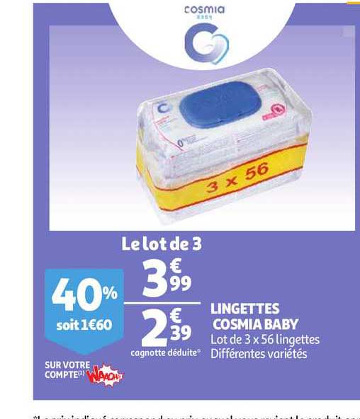 Lingettes Cosmia Baby