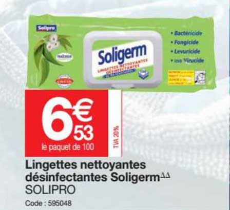 lingettes nettoyantes désinfectantes soligerm solipro