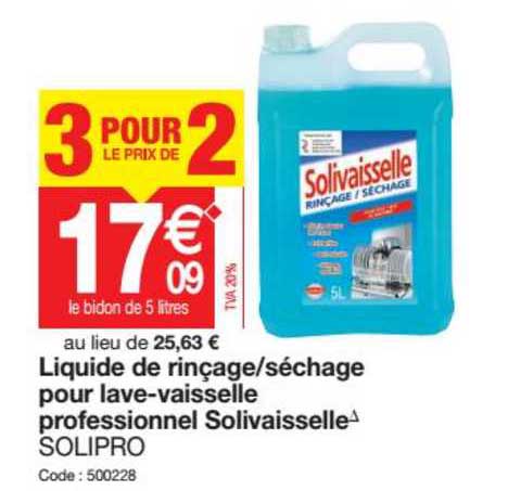 liquide de rinçage séchage pour lave vaisselle professionnel solivaisselle solipro