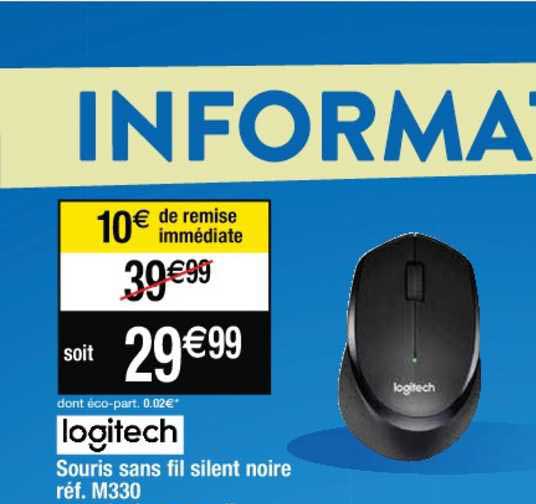 logitech souris sans fil silent noire réf. m330