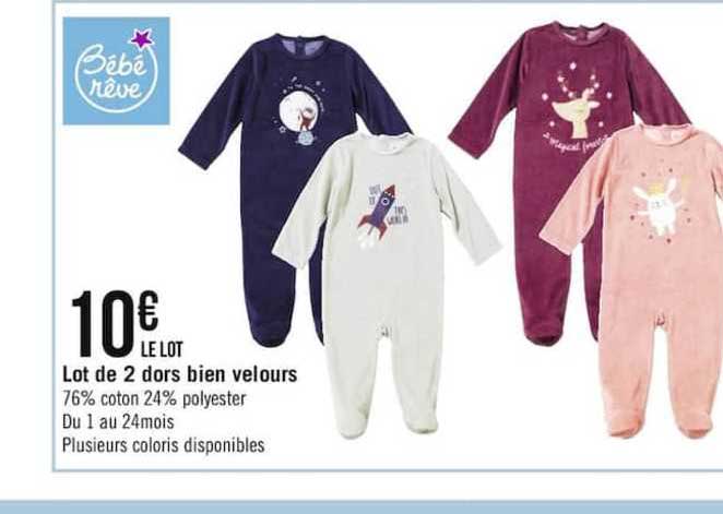 lot de 2 dors bien velours bébé rêve