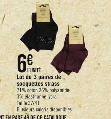 Lot De 3 Paires De Socquettes Strass