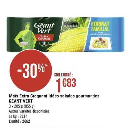 maïs extra croquant idées salades gourmandes géant vert