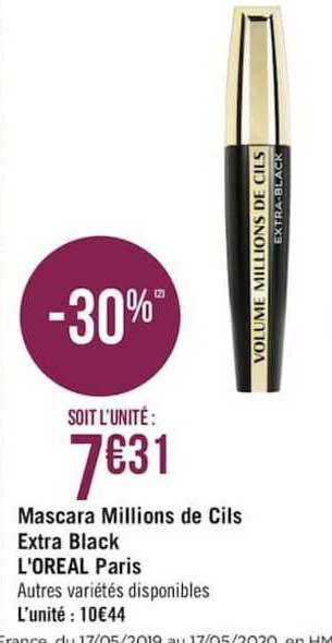 mascara millions de cils extra black l'oréal paris
