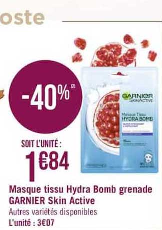 masque tissu hydra bomb grenade garnier skin active