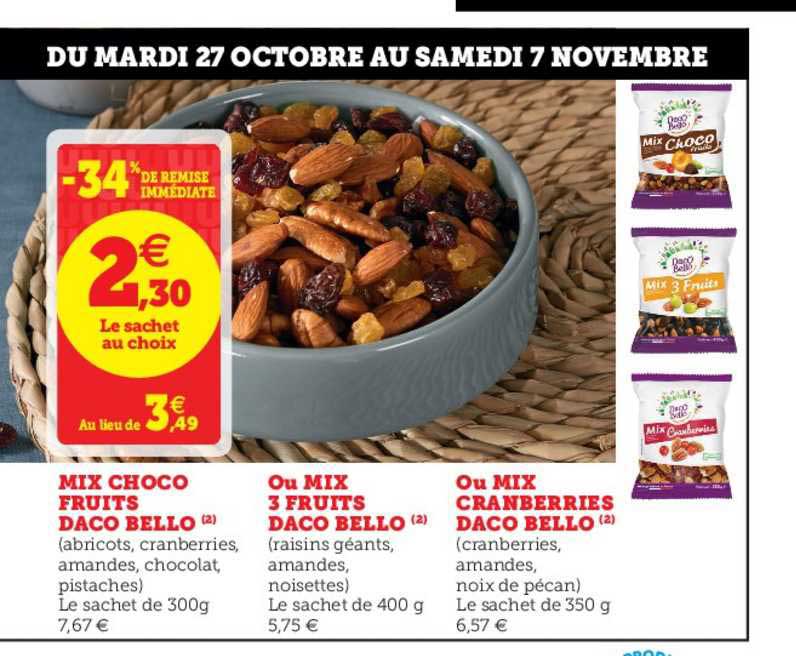 mix choco fruits daco bello ou mix 3 fruits daco bello ou mix cranberries daco bello