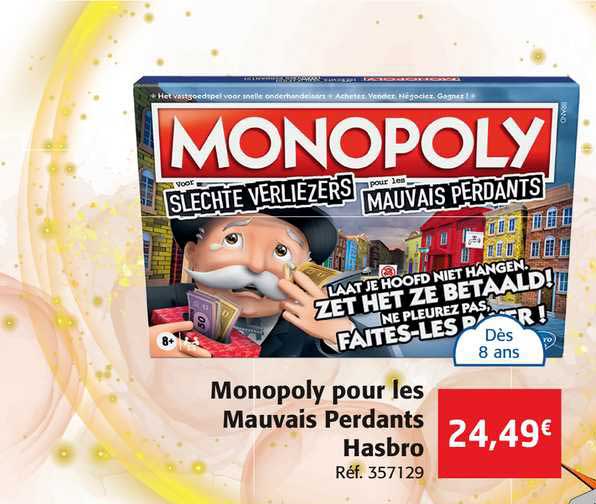 monopoly pour les mauvais perdants hasbro