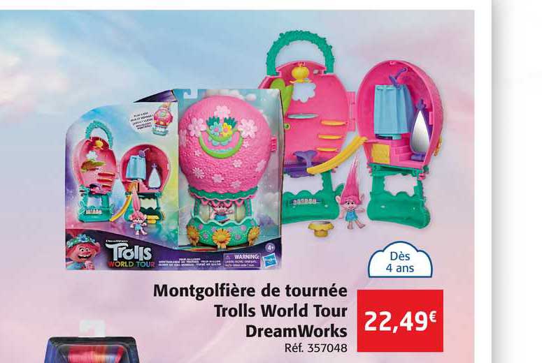 montgolfière de tournée trolls world tour dreamworks